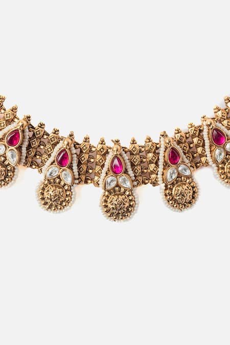 Buy Vivinia By Vidhi Mehra Gold Plated Pearls, Stones, Beads Bloom Vine Necklace Set Online at Aza Fashions Buy_Vivinia By Vidhi Mehra_Gold Plated Pearls, Stones, Beads Bloom Vine Necklace Set _Online_at_Aza_Fashions