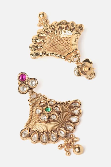 Buy_Vivinia By Vidhi Mehra_Gold Plated Stones, Beads And Green Necklace Set _Online_at_Aza_Fashions