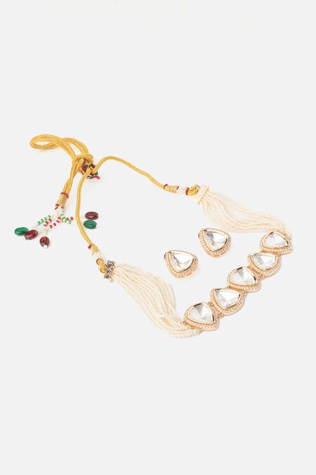 Vivinia By Vidhi Mehra Gold Plated Stones Kundan Pearl Choker Set Online at Aza Fashions Vivinia By Vidhi Mehra_Gold Plated Stones Kundan Pearl Choker Set _Online_at_Aza_Fashions