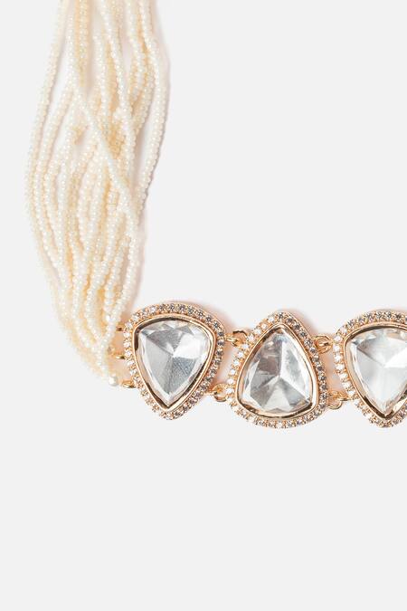 Buy Vivinia By Vidhi Mehra Gold Plated Stones Kundan Pearl Choker Set Online at Aza Fashions Buy_Vivinia By Vidhi Mehra_Gold Plated Stones Kundan Pearl Choker Set _Online_at_Aza_Fashions