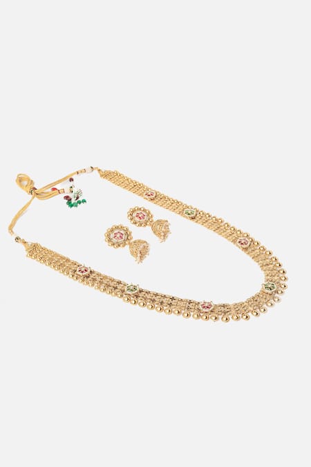 Vivinia By Vidhi Mehra Gold Plated Stones Floral Embellished Necklace Set Online at Aza Fashions Vivinia By Vidhi Mehra_Gold Plated Stones Floral Embellished Necklace Set _Online_at_Aza_Fashions