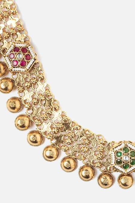 Buy Vivinia By Vidhi Mehra Gold Plated Stones Floral Embellished Necklace Set Online at Aza Fashions Buy_Vivinia By Vidhi Mehra_Gold Plated Stones Floral Embellished Necklace Set _Online_at_Aza_Fashions