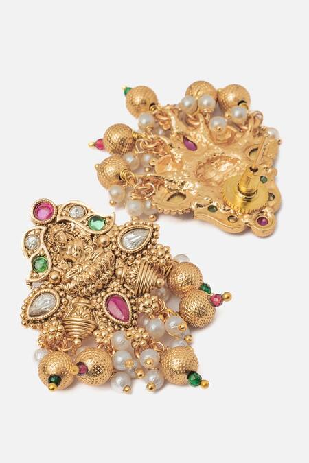Buy Vivinia By Vidhi Mehra Gold Plated Stones Temple Jewellery Set With Embellishments Online at Aza Fashions Buy_Vivinia By Vidhi Mehra_Gold Plated Stones Temple Jewellery Set With Embellishments _Online_at_Aza_Fashions