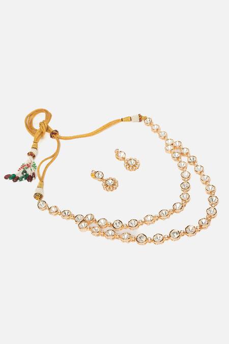 Buy Vivinia By Vidhi Mehra Gold Plated Stones Embellished Necklace And Earring Set Online at Aza Fashions Buy_Vivinia By Vidhi Mehra_Gold Plated Stones Embellished Necklace And Earring Set _Online_at_Aza_Fashions