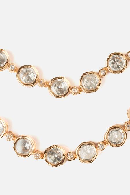 Shop Vivinia By Vidhi Mehra Gold Plated Stones Embellished Necklace And Earring Set Online at Aza Fashions Shop_Vivinia By Vidhi Mehra_Gold Plated Stones Embellished Necklace And Earring Set _Online_at_Aza_Fashions