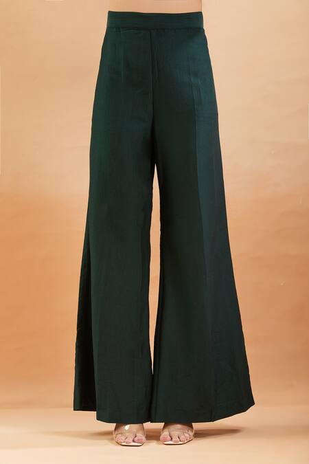 Aakaar Green Silk Cut Work Collared Cutdana Embroidered Asymmetric Tunic Set Online at Aza Fashions Aakaar_Green Silk Cut Work Collared Cutdana Embroidered Asymmetric Tunic Set_Online_at_Aza_Fashions