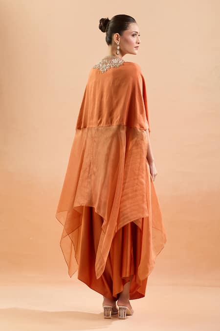 Prisho Floral Gota Embroidered Kaftan & Draped Pant Set 