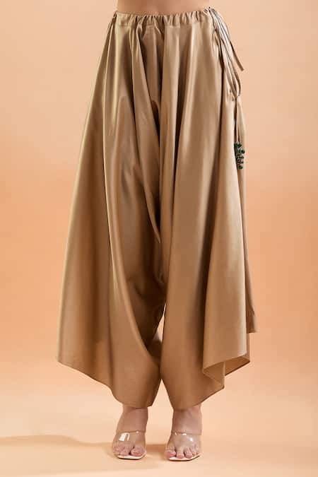 Shop Prisho Gold Beads, Embroidery Round Neck Metallic Floral Kaftan And Pant Set Online at Aza Fashions Shop_Prisho_Gold Beads, Embroidery Round Neck Metallic Floral Kaftan And Pant Set _Online_at_Aza_Fashions