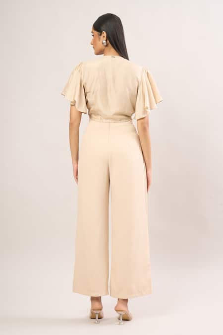 Shweta Kapoor Front Tie-Up Ruffle Sleeve Crop Top 