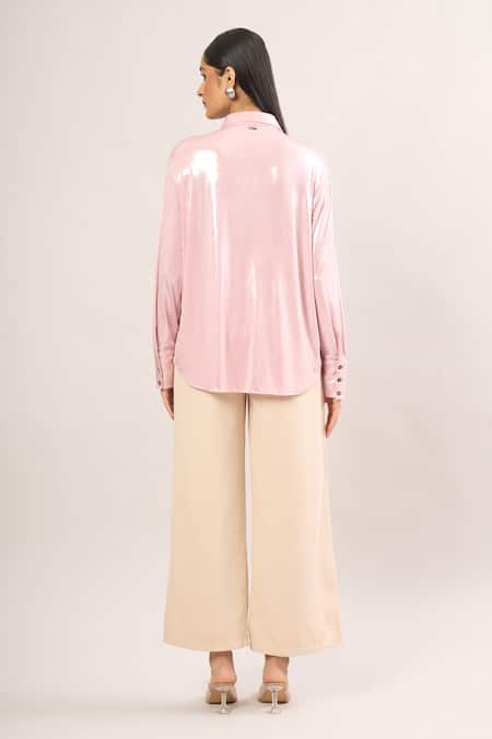 Shweta Kapoor Metallic Cuff Sleeve Shirt 