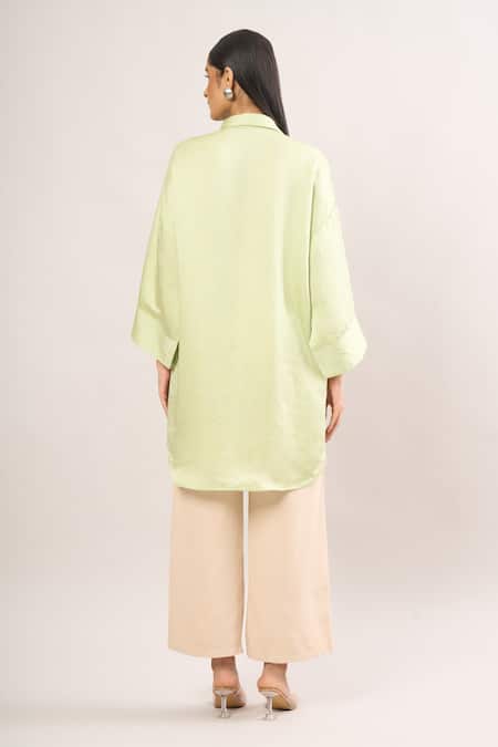 Shop Namrata Joshipura Green Pearls Collared Hibiscus Embellished Tunic at Aza Fashions Shop_Namrata Joshipura_Green Pearls Collared Hibiscus Embellished Tunic _at_Aza_Fashions