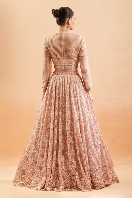 Tarun Tahiliani Scallop Embroidered Lehenga Set 