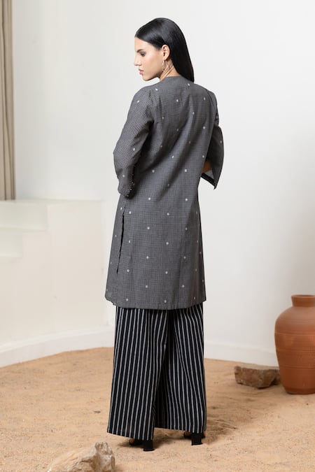 Orcr Checkered Bead Detailed Jacket Pant Set 