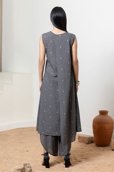 Orcr Asymmetric Checkered Kurta Set 