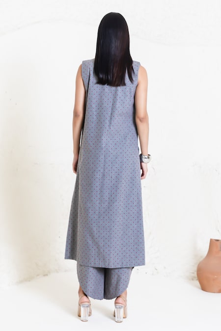 Orcr Grey Polka Dot Jacket Pant Set 