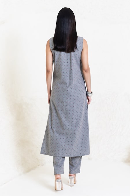 Orcr Grey Polka Dot Jacket & Pant Set 