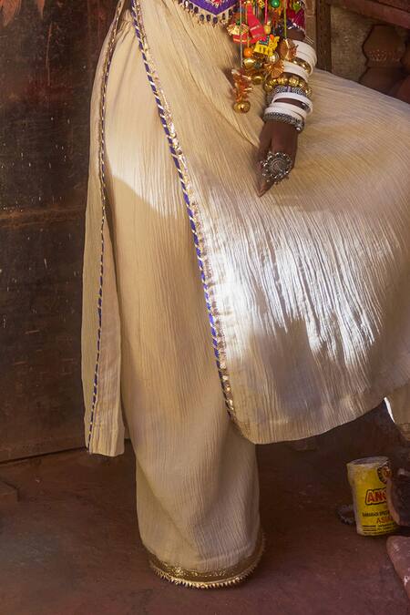 Muskann Kapadiaa Beige Crepe Pearls, Beads, Gota Patti Collared Pink Embroidered Kurta Set Online at Aza Fashions Muskann Kapadiaa_Beige Crepe Pearls, Beads, Gota Patti Collared Pink Embroidered Kurta Set _Online_at_Aza_Fashions