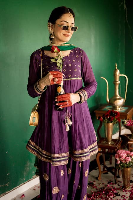 Nimbu Mirchi Zari Embroidered Kurta Afghani Salwar Set 