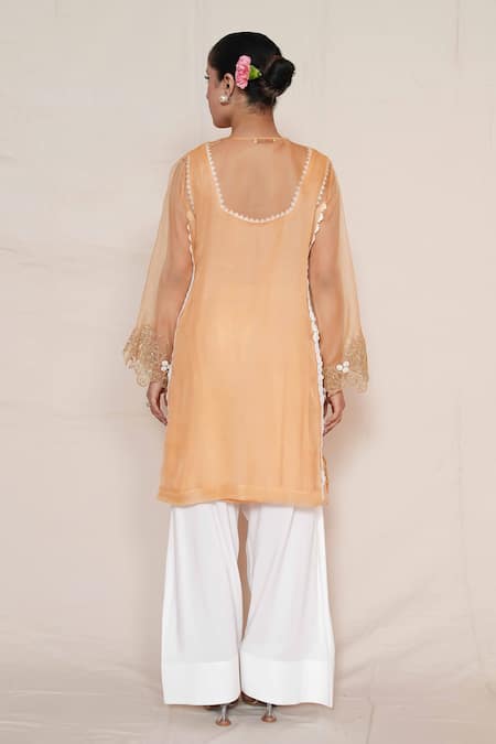 Jyoti Bansal Dori Embroidered Peach Kurta Set 