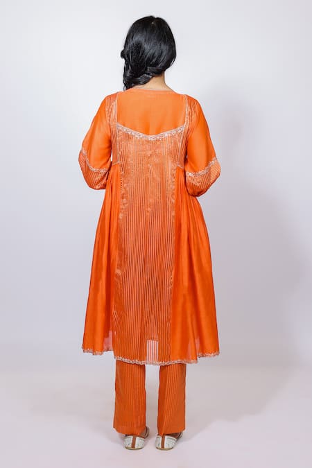 Brahmand By Vertika Kalra Floral Embroidered Kalidaar Kurta & Pant Set 