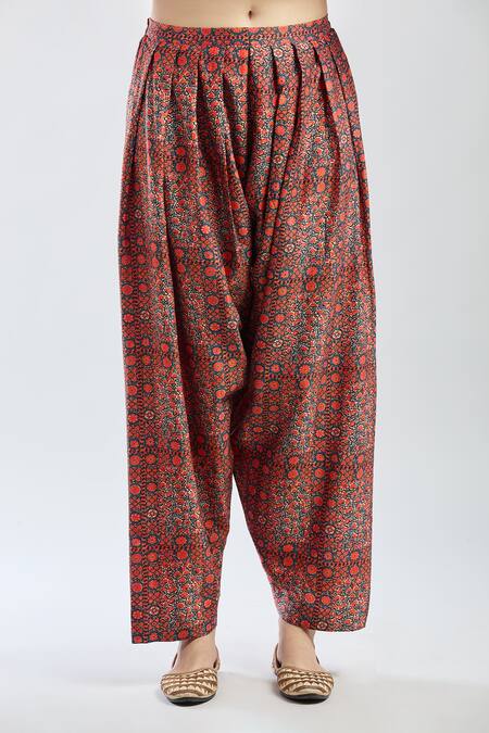 Debyani + CO Red Embroidery, Sequins, Beads V-neck Floral A-line Kurta Set at Aza Fashions Debyani + CO_Red Embroidery, Sequins, Beads V-neck Floral A-line Kurta Set _at_Aza_Fashions