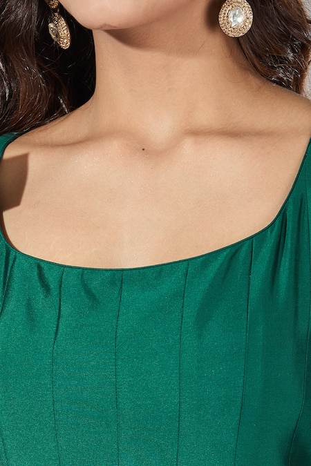 Shop Samyukta Singhania Green Silk, Organza Sequins, Zari Round Neck Embroidered Anarkali Set Online at Aza Fashions Shop_Samyukta Singhania_Green Silk, Organza Sequins, Zari Round Neck Embroidered Anarkali Set _Online_at_Aza_Fashions