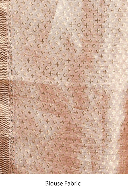 Mint N Oranges_Pink Tissue, Silk Zari Round Neck Gul Woven Saree With Unstitched Blouse _at_Aza_Fashions