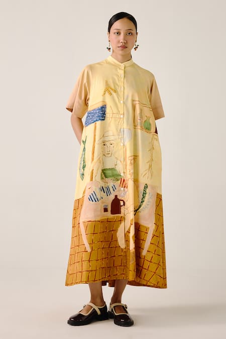 Cord Multicolor A-Line Shirt Dress