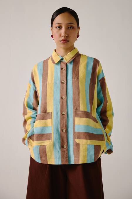 Cord Multicolor Stripe Print Shirt 