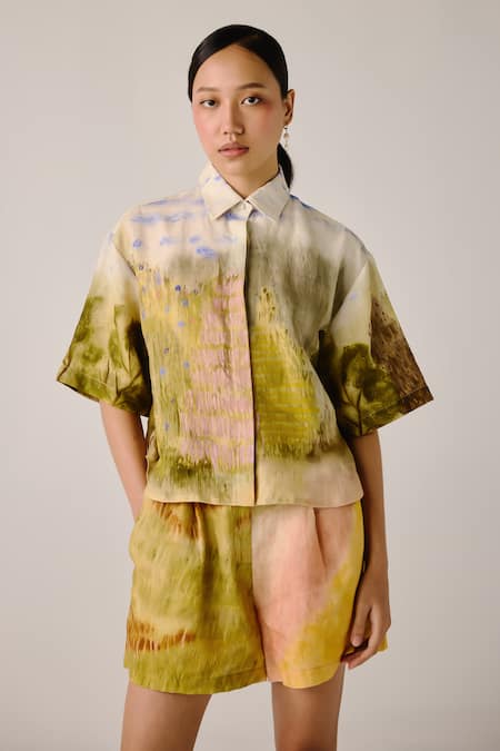 Cord Multicolor Printed Boxy Shirt 