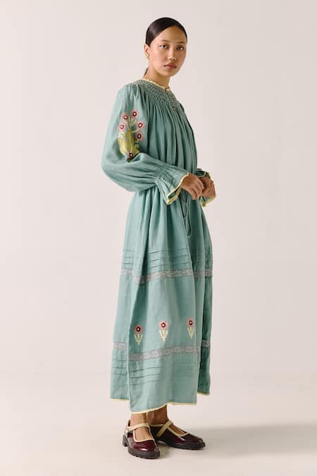 Cord Embellished Tie-Up Midi Dress 