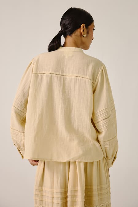 Cord Ivory Pintuck Lace Shirt 