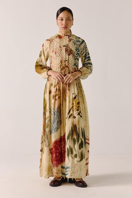 Cord Abstract Print Maxi Dress 