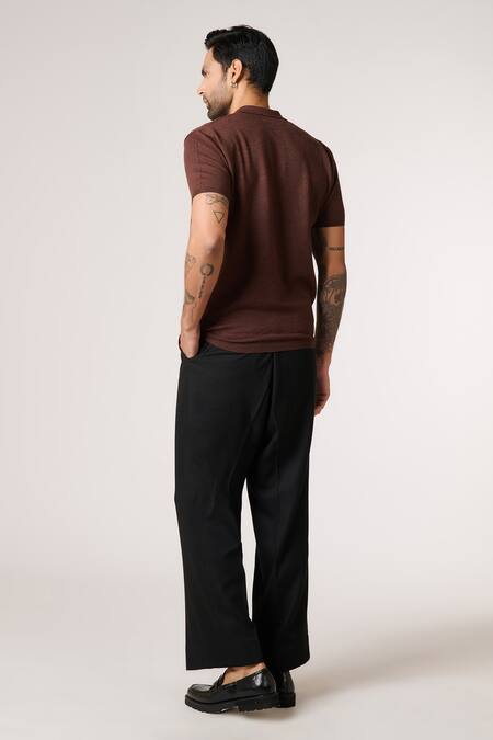 Shop S&N By Shantnu Nikhil Brown Wool Choco Textured Placement Embroidered T Shirt at Aza Fashions Shop_S&N By Shantnu Nikhil_Brown Wool Choco Textured Placement Embroidered T Shirt_at_Aza_Fashions