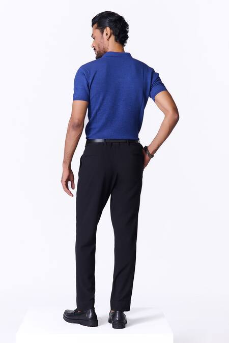 Shop S&N By Shantnu Nikhil Blue Wool Navy Textured T Shirt at Aza Fashions Shop_S&N By Shantnu Nikhil_Blue Wool Navy Textured T Shirt_at_Aza_Fashions