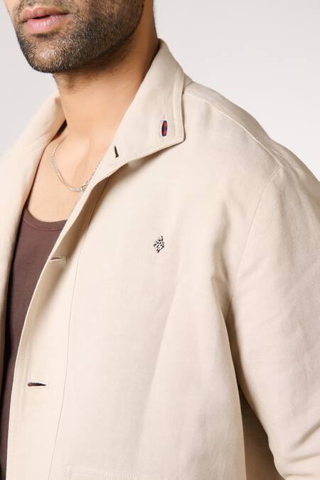 Shop S&N By Shantnu Nikhil Beige Cotton, Linen Plain Shirt With Collar Online at Aza Fashions Shop_S&N By Shantnu Nikhil_Beige Cotton, Linen Plain Shirt With Collar_Online_at_Aza_Fashions