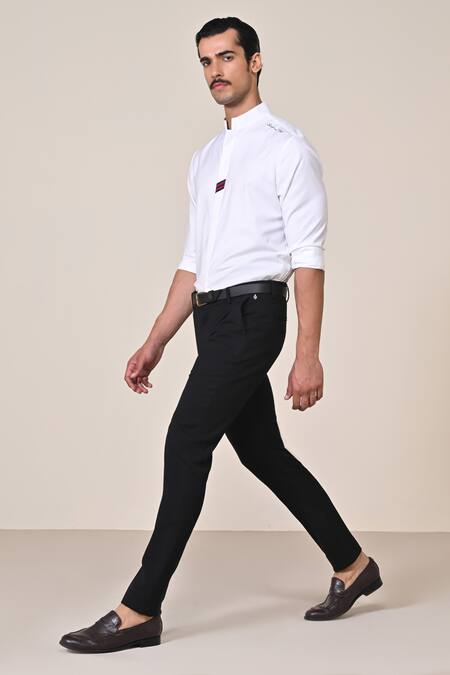Buy S&N By Shantnu Nikhil Off White Tape Placket Embellished Shirt Online at Aza Fashions Buy_S&N By Shantnu Nikhil_Off White Tape Placket Embellished Shirt_Online_at_Aza_Fashions