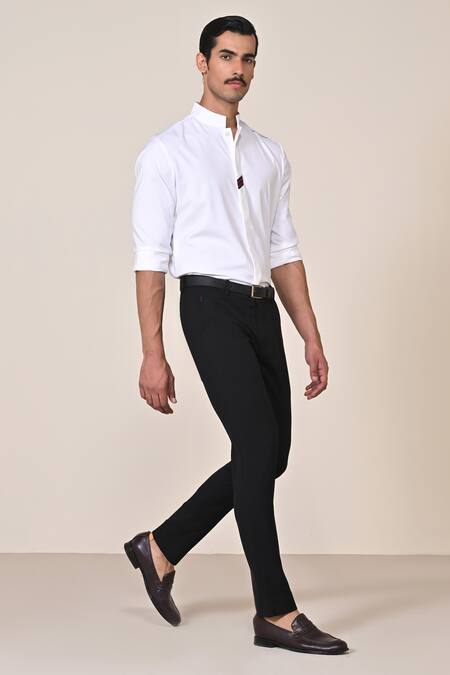 Shop S&N By Shantnu Nikhil Off White Tape Placket Embellished Shirt at Aza Fashions Shop_S&N By Shantnu Nikhil_Off White Tape Placket Embellished Shirt_at_Aza_Fashions