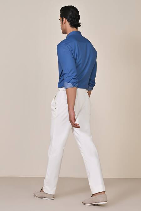 Shop S&N By Shantnu Nikhil Blue Polyester Embroidery Tape Placement Embellished Shirt at Aza Fashions Shop_S&N By Shantnu Nikhil_Blue Polyester Embroidery Tape Placement Embellished Shirt_at_Aza_Fashions