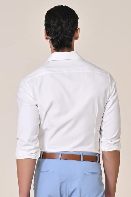 Shop S&N By Shantnu Nikhil Off White Viscose Embroidery Colorblock Shirt at Aza Fashions Shop_S&N By Shantnu Nikhil_Off White Viscose Embroidery Colorblock Shirt_at_Aza_Fashions