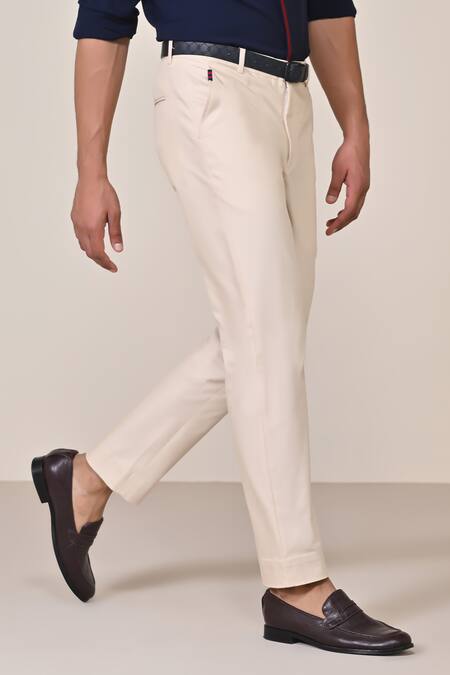 Shop S&N By Shantnu Nikhil Off White Cotton, Polyester Embellished Straight Fit Trouser Online at Aza Fashions Shop_S&N By Shantnu Nikhil_Off White Cotton, Polyester Embellished Straight Fit Trouser_Online_at_Aza_Fashions