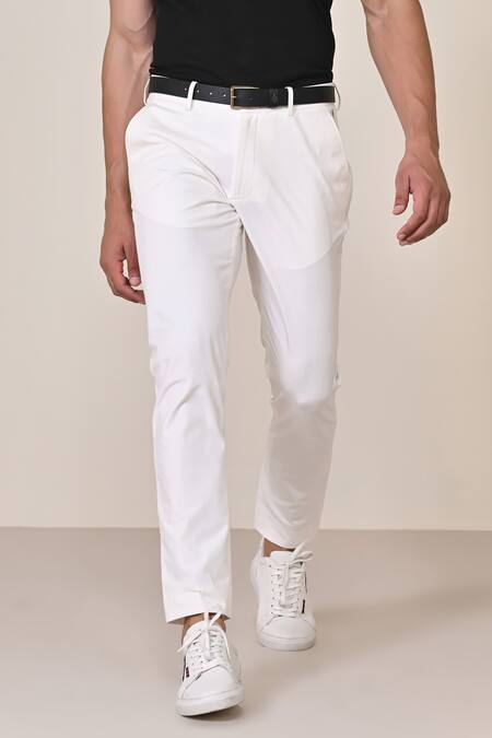 Shop S&N By Shantnu Nikhil Off White Cotton, Nylon Embroidery Embellished Trouser at Aza Fashions Shop_S&N By Shantnu Nikhil_Off White Cotton, Nylon Embroidery Embellished Trouser_at_Aza_Fashions