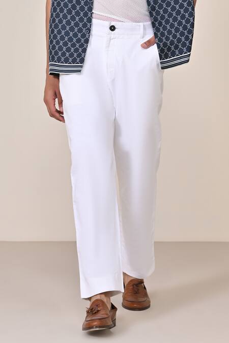 Shop S&N By Shantnu Nikhil Off White Linen Straight Fit Trouser Online at Aza Fashions Shop_S&N By Shantnu Nikhil_Off White Linen Straight Fit Trouser_Online_at_Aza_Fashions