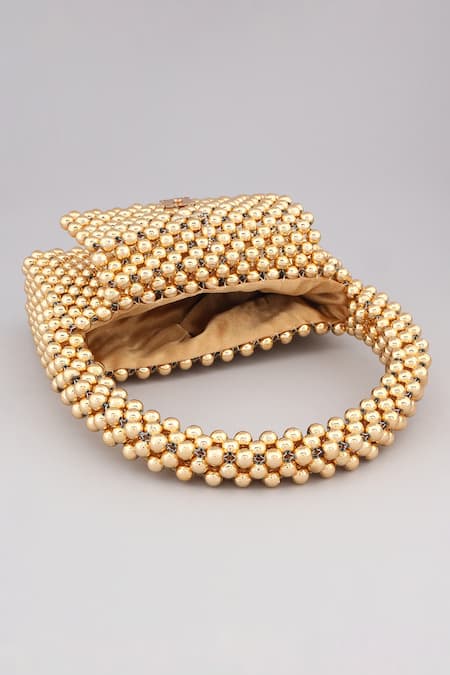 Modarta Gold Beads Embellished Handbag Online at Aza Fashions Modarta_Gold Beads Embellished Handbag _Online_at_Aza_Fashions