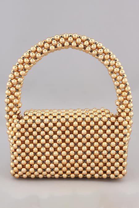 Shop Modarta Gold Beads Embellished Handbag Online at Aza Fashions Shop_Modarta_Gold Beads Embellished Handbag _Online_at_Aza_Fashions
