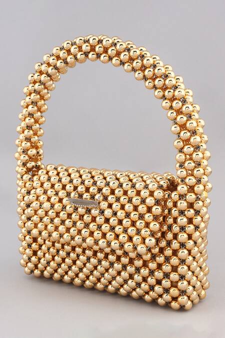 Modarta Gold Beads Embellished Handbag at Aza Fashions Modarta_Gold Beads Embellished Handbag _at_Aza_Fashions