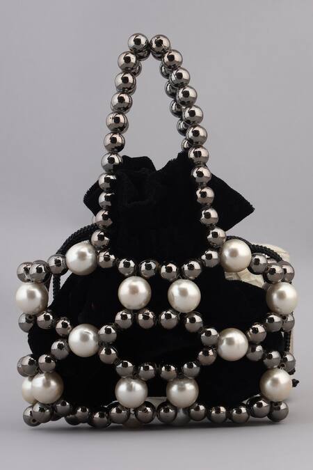 Buy Modarta Black Pearls, Beads Embellished Potli Handbag Online at Aza Fashions Buy_Modarta_Black Pearls, Beads Embellished Potli Handbag _Online_at_Aza_Fashions