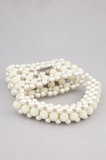 Modarta White Pearls Embellished Mini Purse Online at Aza Fashions Modarta_White Pearls Embellished Mini Purse _Online_at_Aza_Fashions