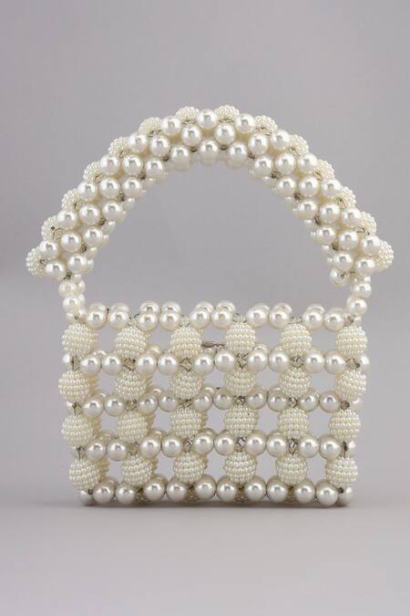 Buy Modarta White Pearls Embellished Mini Purse Online at Aza Fashions Buy_Modarta_White Pearls Embellished Mini Purse _Online_at_Aza_Fashions