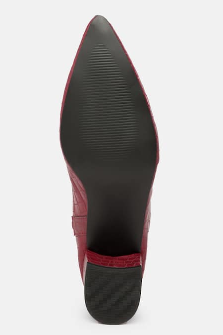 Zori World Maroon Croc Textured Boots Online at Aza Fashions Zori World_Maroon Croc Textured Boots _Online_at_Aza_Fashions
